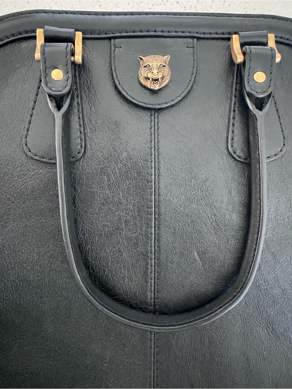 Gucci Large Black Re(Belle ) Top-Handle Satchel with Gold GG Hardware - Picture 8 of 13